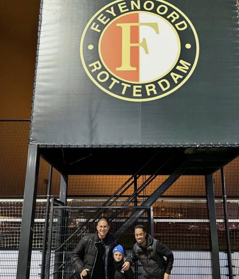 Luke with Keola at Feyenoord's training ground